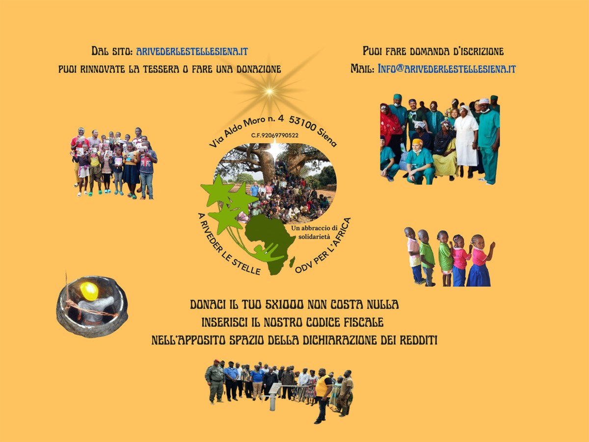 A RIVEDER LE STELLE – ODV PER L’AFRICA – IL 6 APRILE 2025 SI E’ TENUTA L’ASSEMBLEA DEI SOCI – SABATO 12 APRILE ASTA DI BENEFICENZA PER LA ODV – A SEGUIRE ORE 20,30 “Cena con&nbsp;delitto”